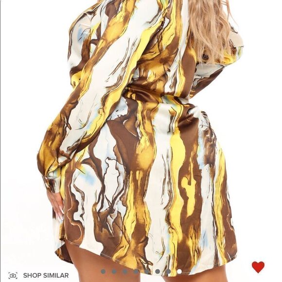 NWT- Fashion Nova Satin Shirt Dress - Size 1X - Picture 7 of 17